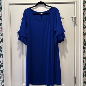 Lilly Pulitzer Blue Ruffle Sleeve Dress XL NWOT